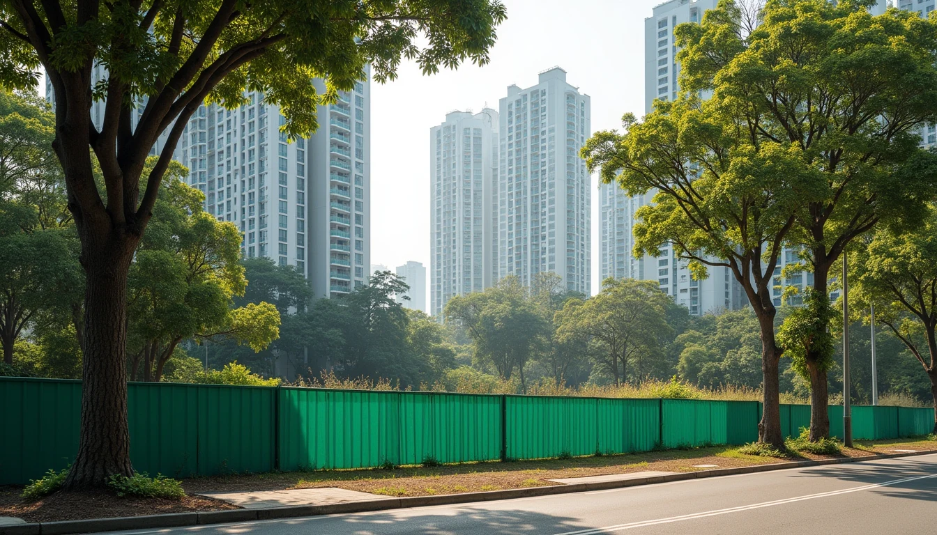 Illustration of a prime tree-lined Singapore boulevard with a vacant development plot beside modern residential towers